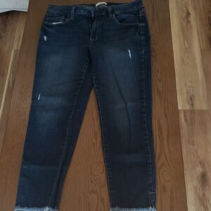 Kensie Dark Wash Distressed Ankle Jeans